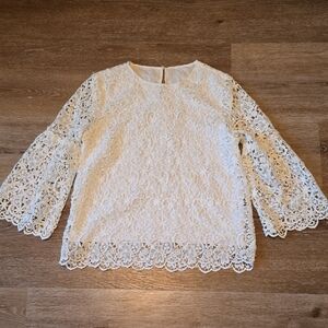Women's White Lace Bell Sleeve Blouse